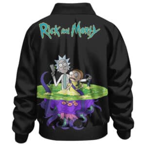 Rick and Morty Trippy Octopus Portal Black Bomber Jacket