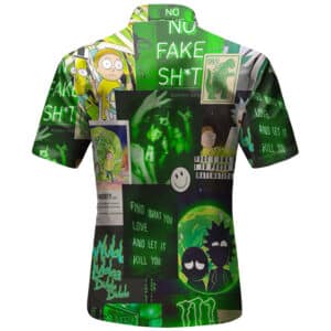 Cool Rick and Morty Collage Artwork Green Hawaiian Shirt