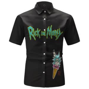 Funny Rick and Morty Ice Cream Cone Black Hawaiian Shirt