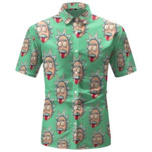 Rick Sanchez Funny Face Head Pattern Green Hawaiian Shirt