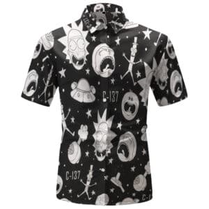 Rick and Morty C-137 Space Art Black White Hawaiian Shirt